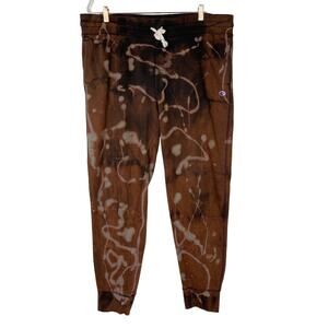 Champion Womens 2XL Bleach Tie Dye Jogger Sweatpants Black Brown Athleisure